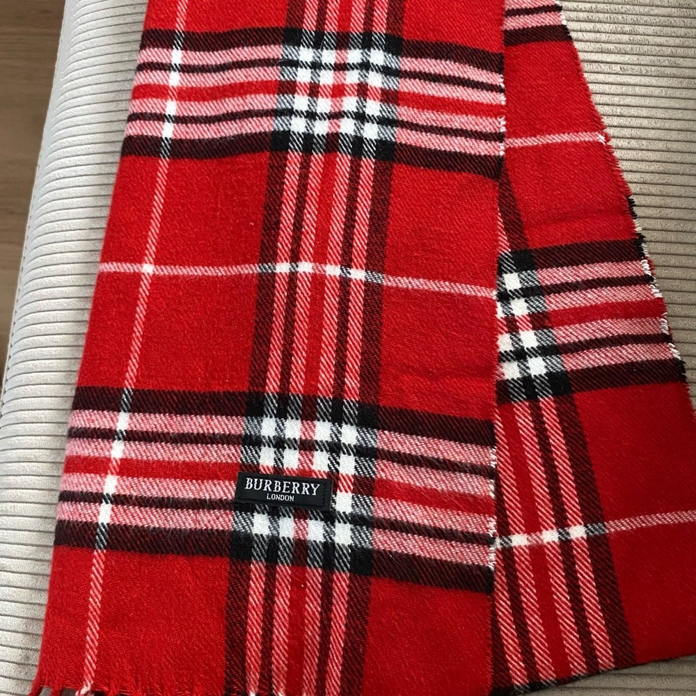 Vintage Burberry London Red and Black Checkered Scarf